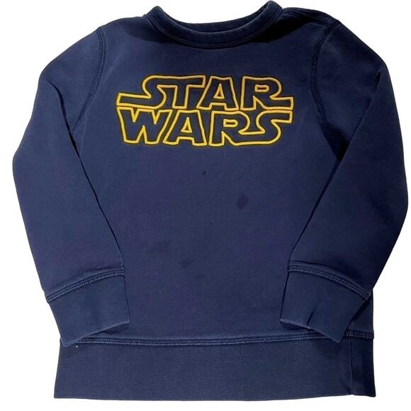 Gap Star Wars Navy Blue Cotton Classic Long Sleeve Sweatshirt Kid Sz Small‎ 6-7 - Picture 1 of 3
